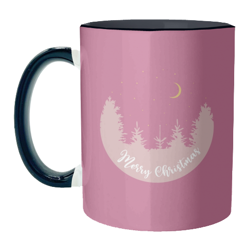 Merry Christmas forest (pink) - unique mug by Cheryl Boland