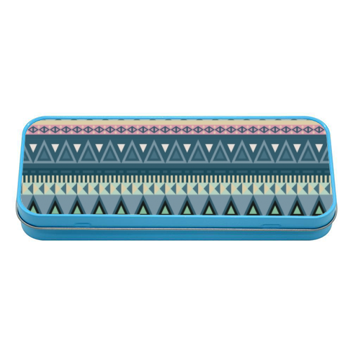Aztec - tin pencil case by Cheryl Boland