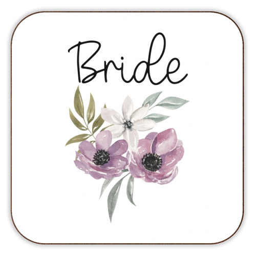 Bride watercolour floral - personalised beer coaster by Cheryl Boland