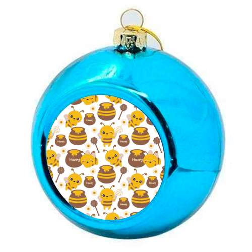 cute honey bees - colourful christmas bauble by haris kavalla