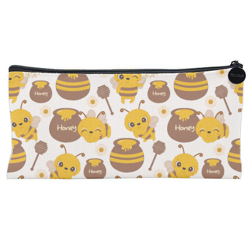 cute honey bees - flat pencil case by haris kavalla