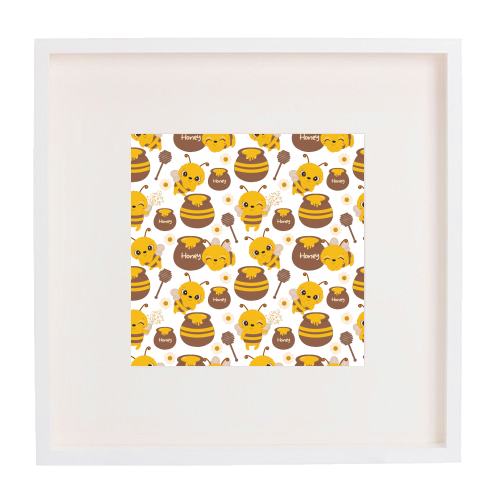 cute honey bees - framed poster print by haris kavalla
