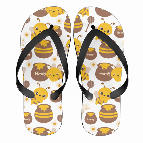 cute honey bees - funny flip flops by haris kavalla