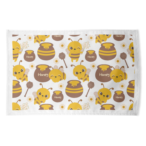 cute honey bees - funny tea towel by haris kavalla