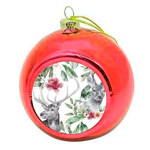 watercolor deer - colourful christmas bauble by haris kavalla