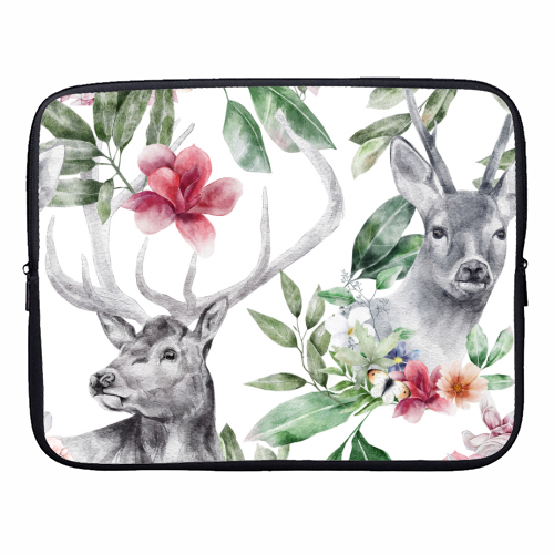 watercolor deer - designer laptop sleeve by haris kavalla