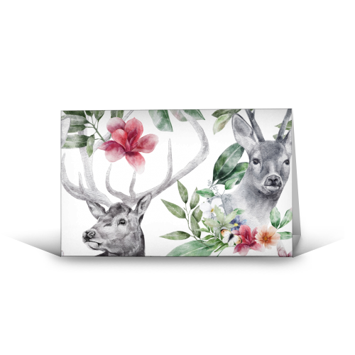 watercolor deer - funny greeting card by haris kavalla