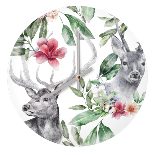 watercolor deer - quirky wall clock by haris kavalla