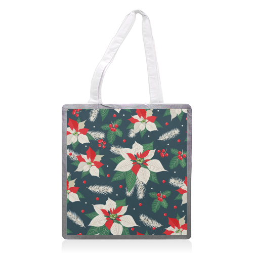 poinsettia flowers - printed tote bag by haris kavalla
