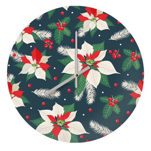 poinsettia flowers - quirky wall clock by haris kavalla