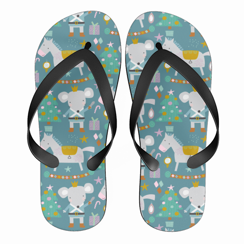 adorable christmas pattern for kids - funny flip flops by haris kavalla
