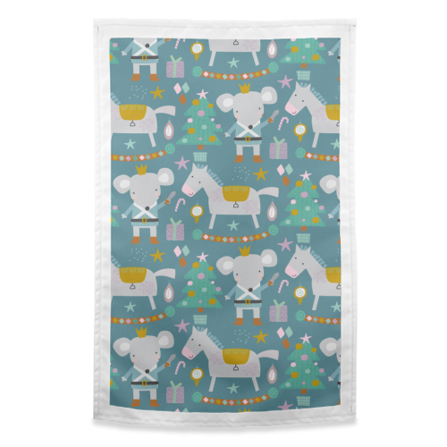 adorable christmas pattern for kids - funny tea towel by haris kavalla
