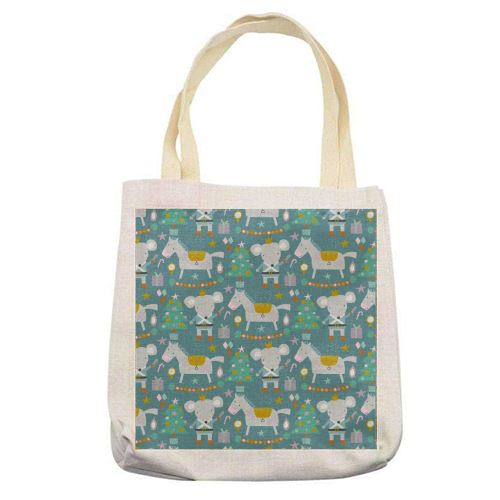 adorable christmas pattern for kids - printed tote bag by haris kavalla