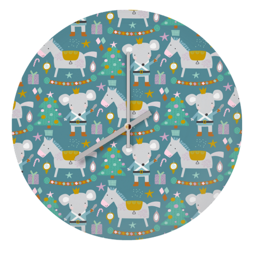 adorable christmas pattern for kids - quirky wall clock by haris kavalla