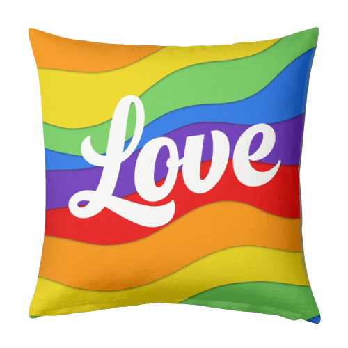 Pride rainbow love print - designed cushion by The Girl Next Draw