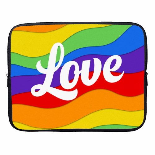 Pride rainbow love print - designer laptop sleeve by The Girl Next Draw