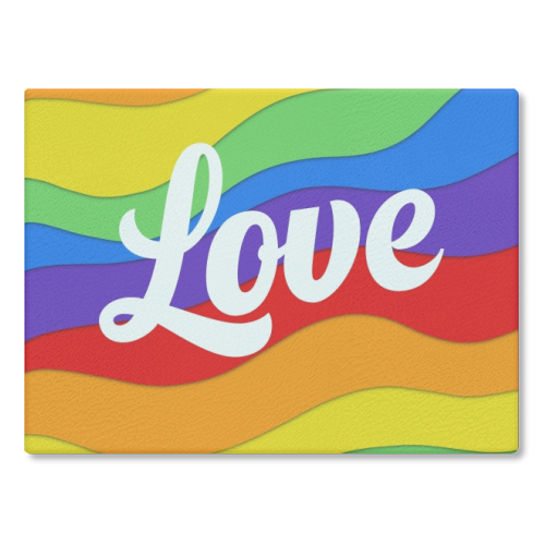Pride rainbow love print - glass chopping board by The Girl Next Draw