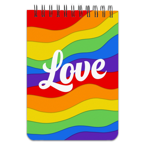 Pride rainbow love print - personalised A4, A5, A6 notebook by The Girl Next Draw