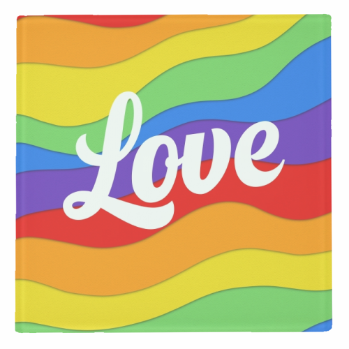 Pride rainbow love print - personalised beer coaster by The Girl Next Draw
