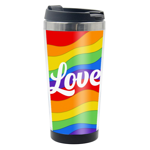 Pride rainbow love print - photo water bottle by The Girl Next Draw