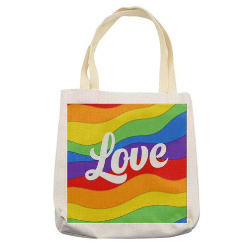 Pride rainbow love print - printed tote bag by The Girl Next Draw