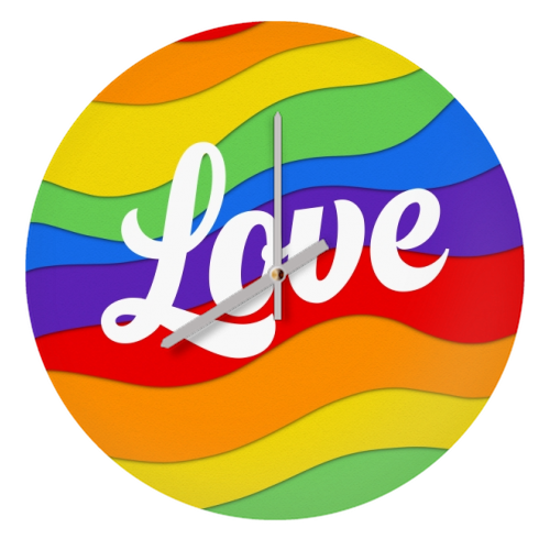 Pride rainbow love print - quirky wall clock by The Girl Next Draw