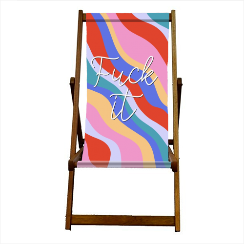 Fuck it swirl print - canvas deck chair by Kimberley Ambrose