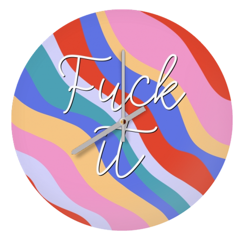 Fuck it swirl print - quirky wall clock by The Girl Next Draw
