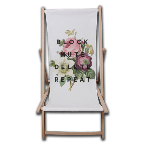 Block Mute Delete Repeat - canvas deck chair by The 13 Prints