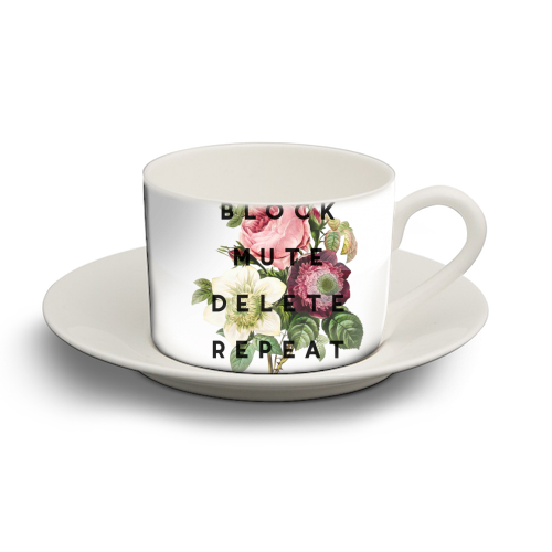 Block Mute Delete Repeat - personalised cup and saucer by The 13 Prints