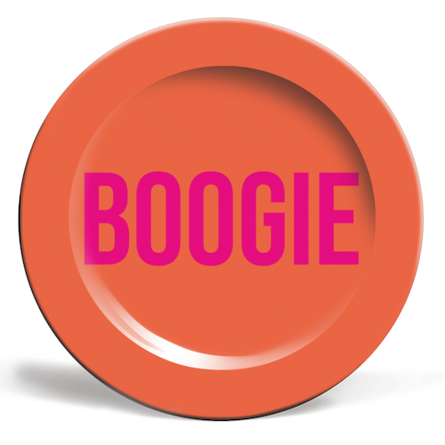 Boogie typography print - ceramic dinner plate by Emily @KindofSimpleDesigns