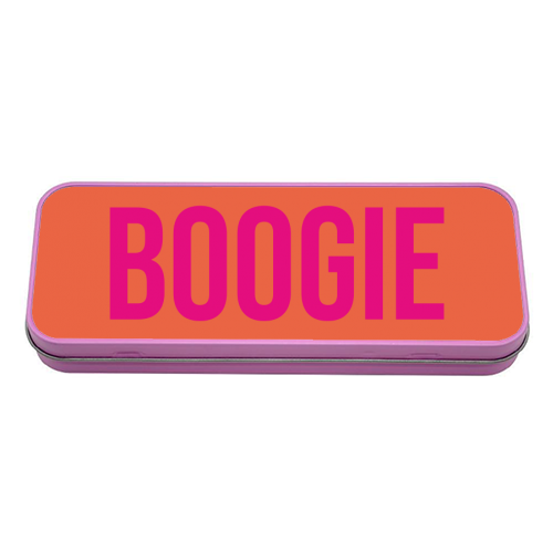 Boogie typography print - tin pencil case by Emily @KindofSimpleDesigns