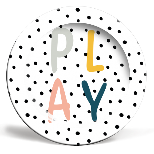 Play Polka Dot Print - ceramic dinner plate by Emily @KindofSimpleDesigns
