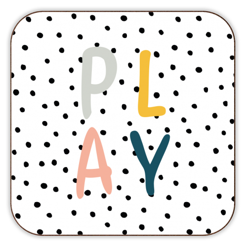 Play Polka Dot Print - personalised beer coaster by Emily @KindofSimpleDesigns