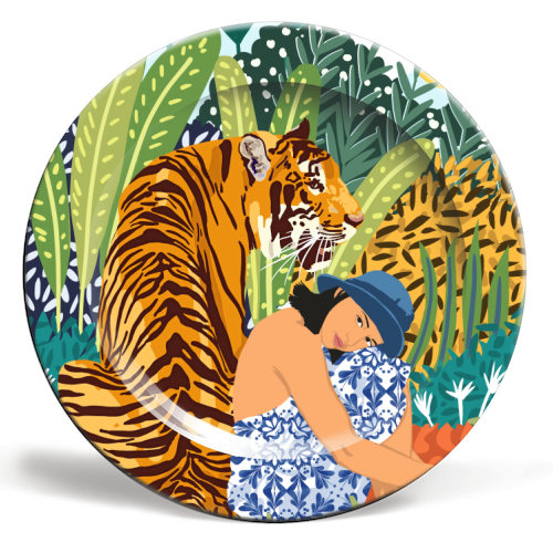 Awaken The Tiger Within - ceramic dinner plate by Uma Prabhakar Gokhale