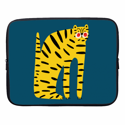 Mustard Tiger Stripes - designer laptop sleeve by Nichola Cowdery