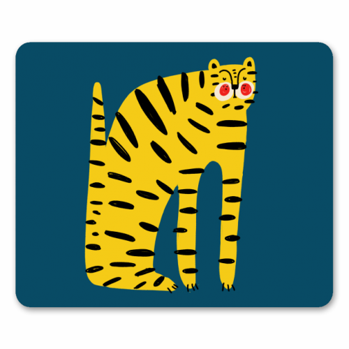 Mustard Tiger Stripes - funny mouse mat by Nichola Cowdery