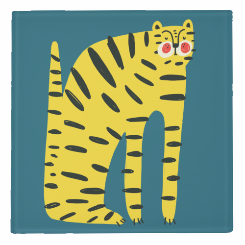 Mustard Tiger Stripes - personalised beer coaster by Nichola Cowdery