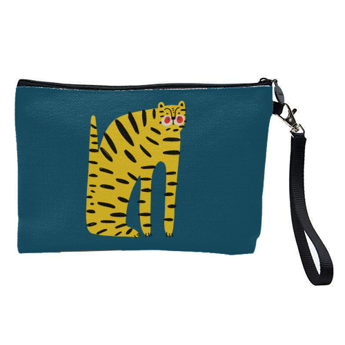 Mustard Tiger Stripes - pretty makeup bag by Nichola Cowdery