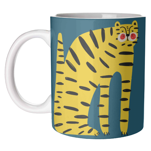 Mustard Tiger Stripes - unique mug by Nichola Cowdery