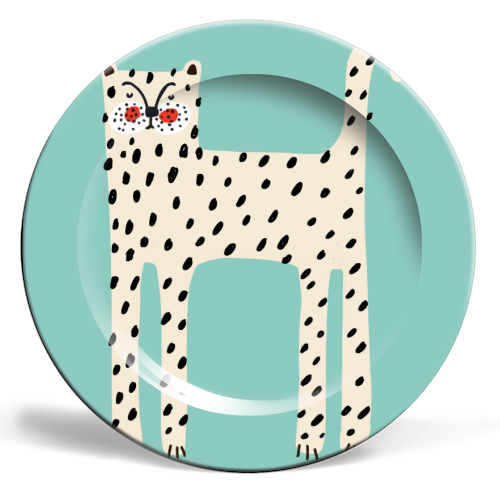 White Leopard - ceramic dinner plate by Nichola Cowdery