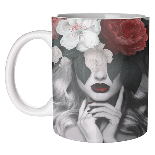 Flower lady II - unique mug by Larissa Grace