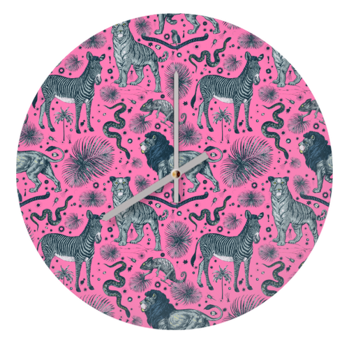 Exotic Jungle Animal Print - quirky wall clock by Wallace Elizabeth
