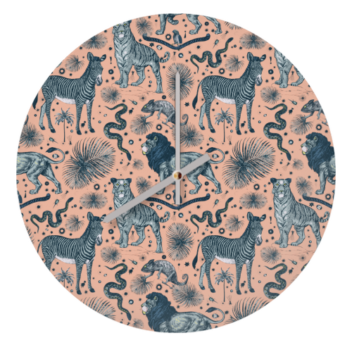 Exotic Jungle Animal Print - quirky wall clock by Wallace Elizabeth