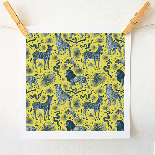 Exotic Jungle Animal Print in Yellow - A1 - A4 art print by Wallace Elizabeth
