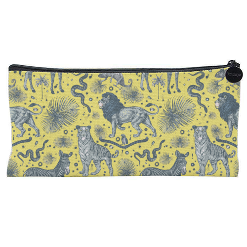 Exotic Jungle Animal Print in Yellow - flat pencil case by Wallace Elizabeth