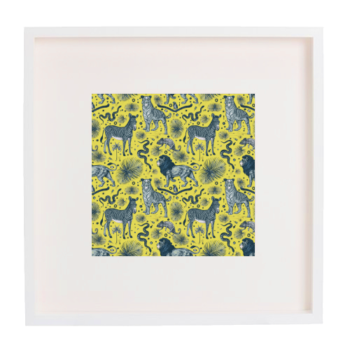 Exotic Jungle Animal Print in Yellow - framed poster print by Wallace Elizabeth