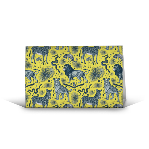 Exotic Jungle Animal Print in Yellow - funny greeting card by Wallace Elizabeth