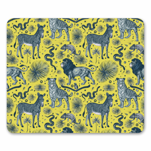 Exotic Jungle Animal Print in Yellow - funny mouse mat by Wallace Elizabeth