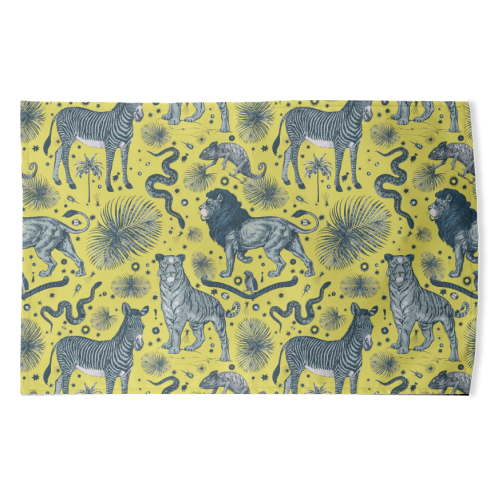Exotic Jungle Animal Print in Yellow - funny tea towel by Wallace Elizabeth